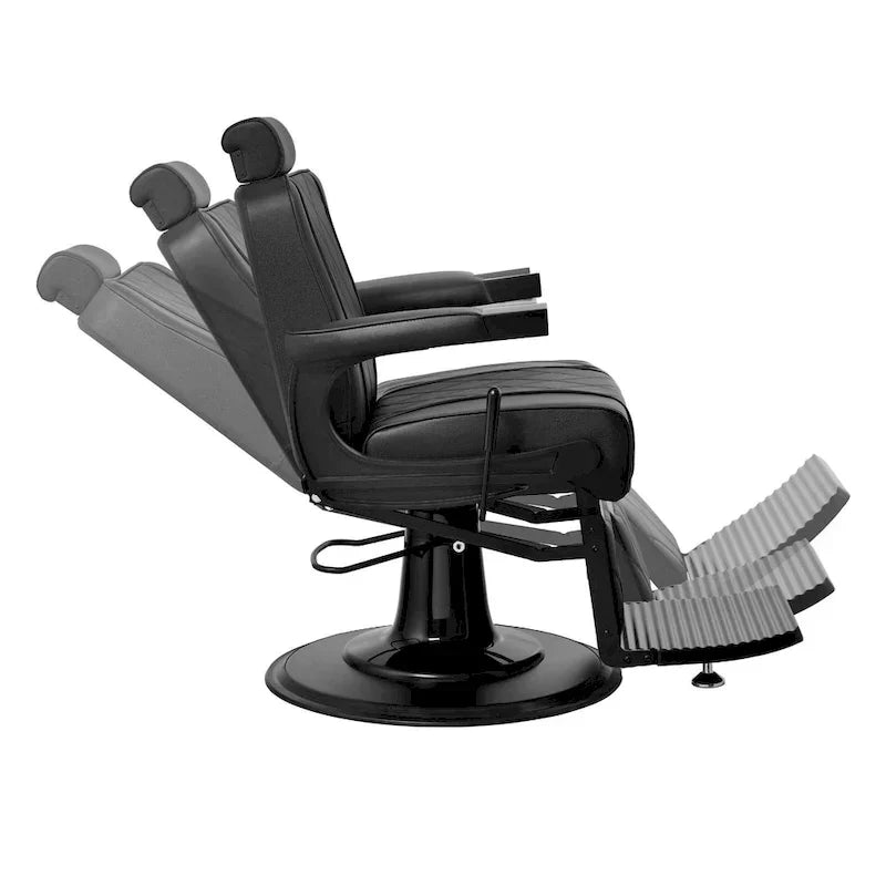 ROGERS Fauteuil de barbier inclinable robuste Fauteuil de coiffure, Noir