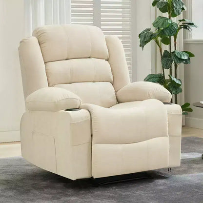 COZONY Poltrona reclinabile a dondolo ampia per adulti, poltrona lounge manuale oversize con braccioli, schienale, 2 portabicchieri e tasca laterale per soggiorno