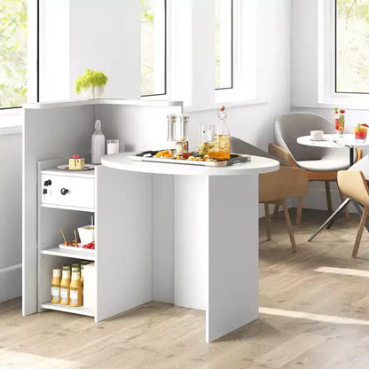 Costway Bancone per Reception, Scrivania da Ufficio con Ripiano Aperto e Cassetto con Serratura, Bianco/Marrone/Nero