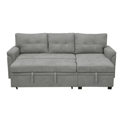 Divano componibile convertibile reversibile con letto estraibile, chaise longue con contenitore nascosto e gambe durevoli